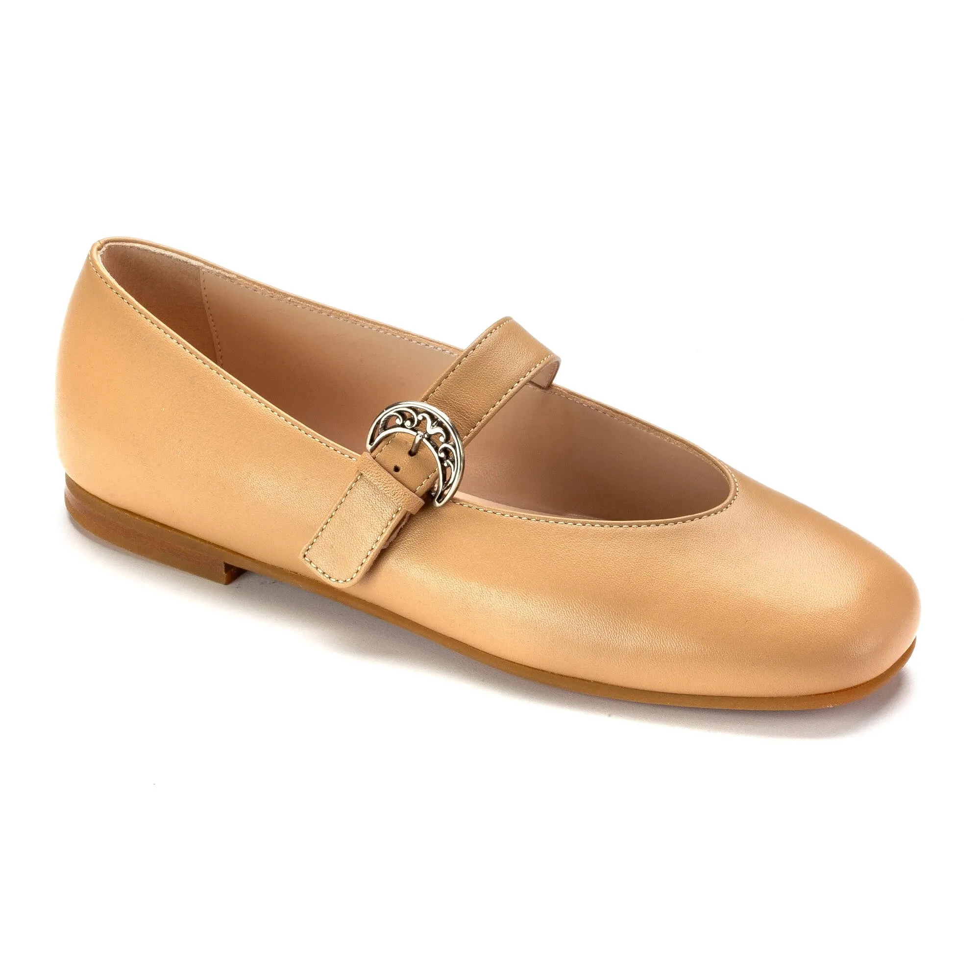 1571 - Taupe Leather Teen Mary Jane