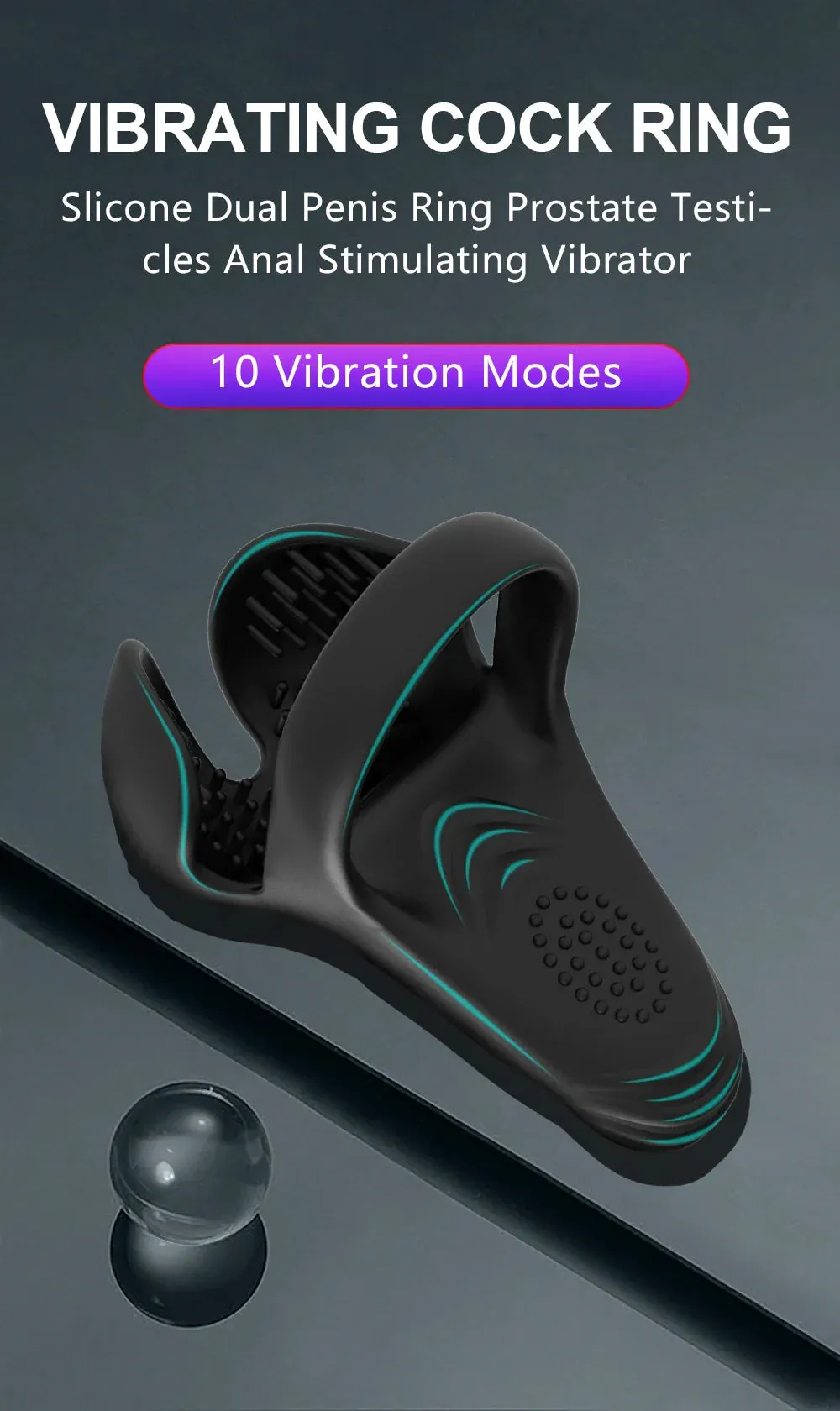 3 in 1 Men Vibrator Penis Perineum Silicone Rings Testicle Trainer Scrotum Stimulator Massager Cockring