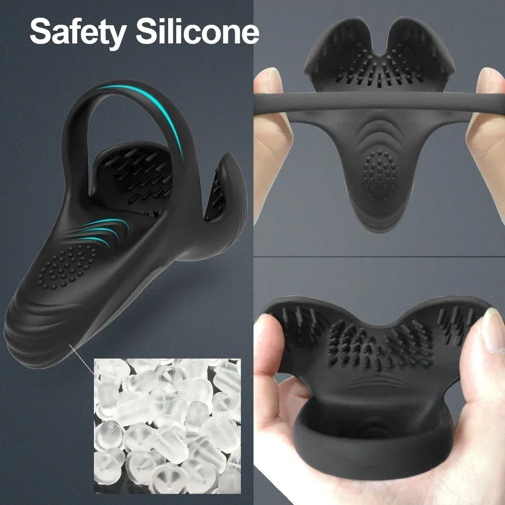 3 in 1 Men Vibrator Penis Perineum Silicone Rings Testicle Trainer Scrotum Stimulator Massager Cockring