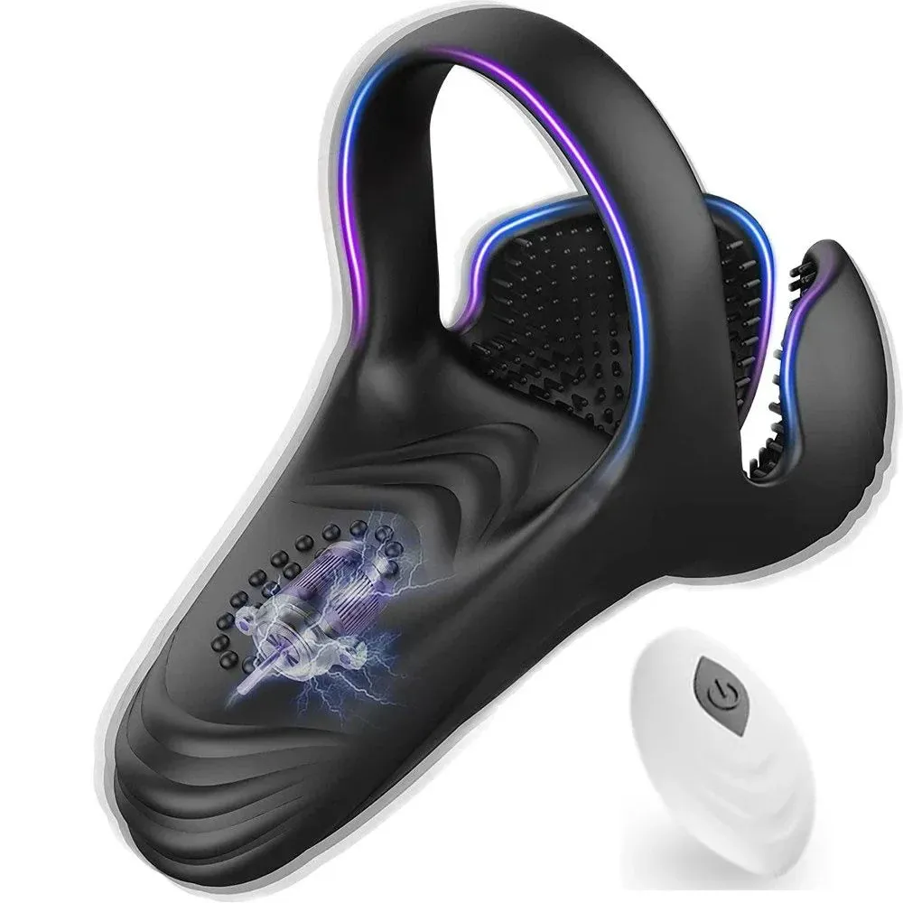 3 in 1 Men Vibrator Penis Perineum Silicone Rings Testicle Trainer Scrotum Stimulator Massager Cockring