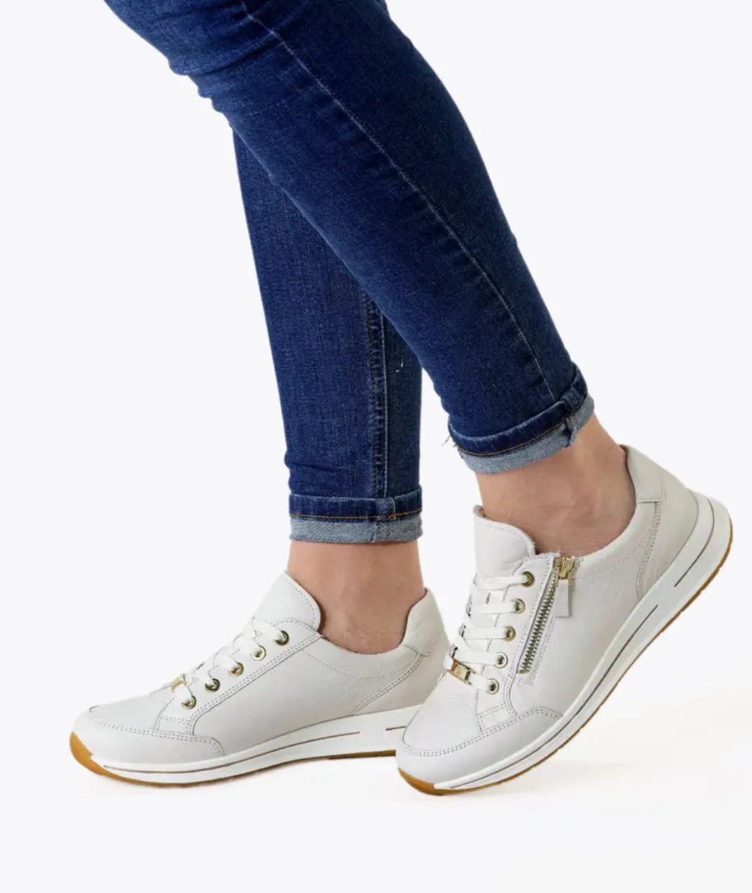 Ara - 24801 Cream Wide Fit Trainer