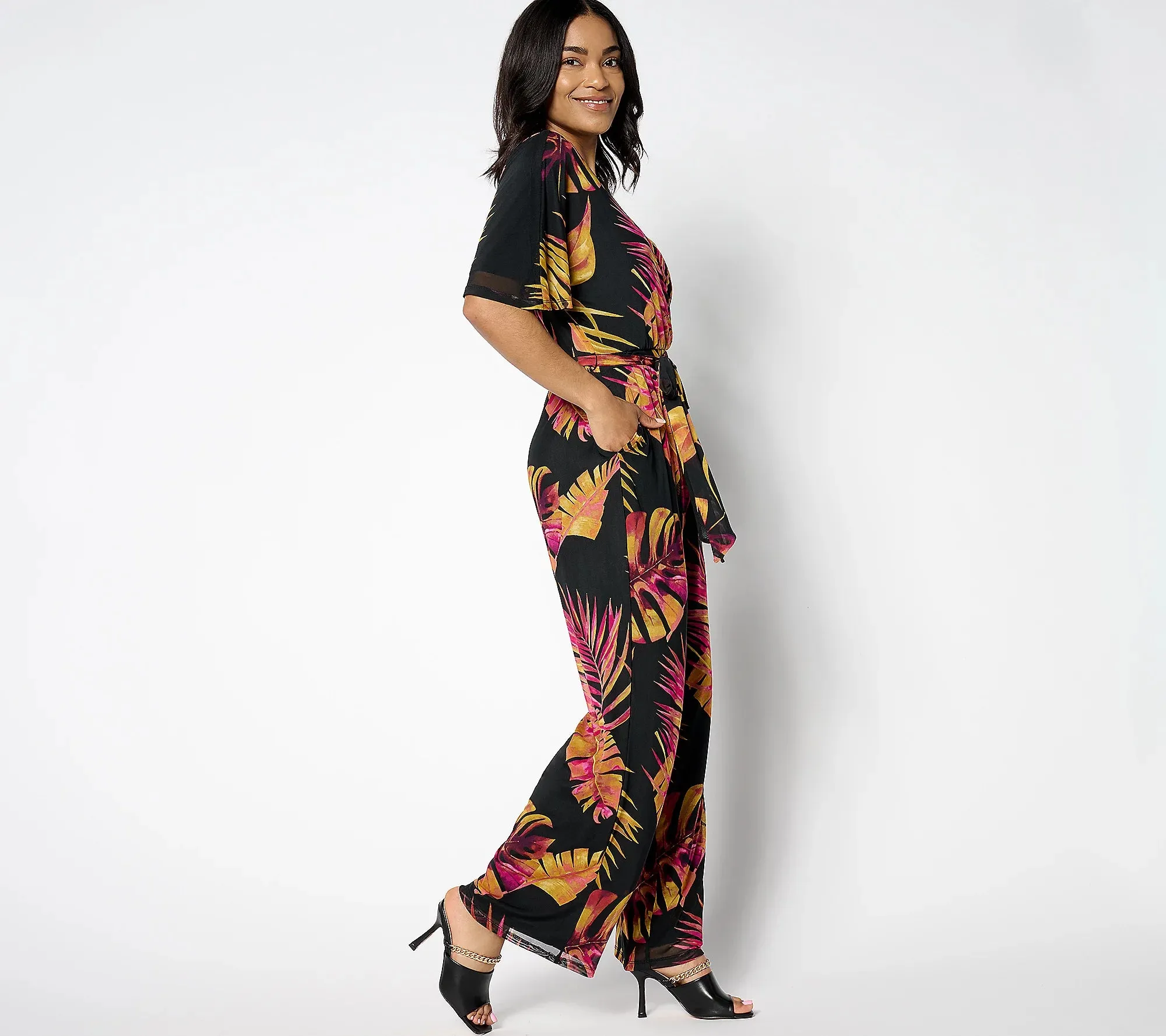 Attitudes by Renee Regular Mesh Jumpsuit