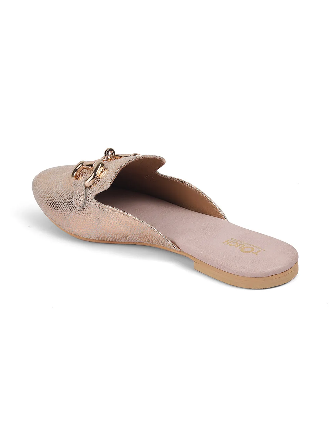 Bellies for Women |Slip on Gold Juttis Soft Padded |Stonework Mules for Ladies| Sparkling Upper |Gold Open Casual Flats