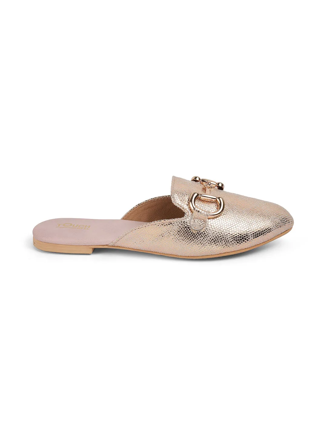 Bellies for Women |Slip on Gold Juttis Soft Padded |Stonework Mules for Ladies| Sparkling Upper |Gold Open Casual Flats
