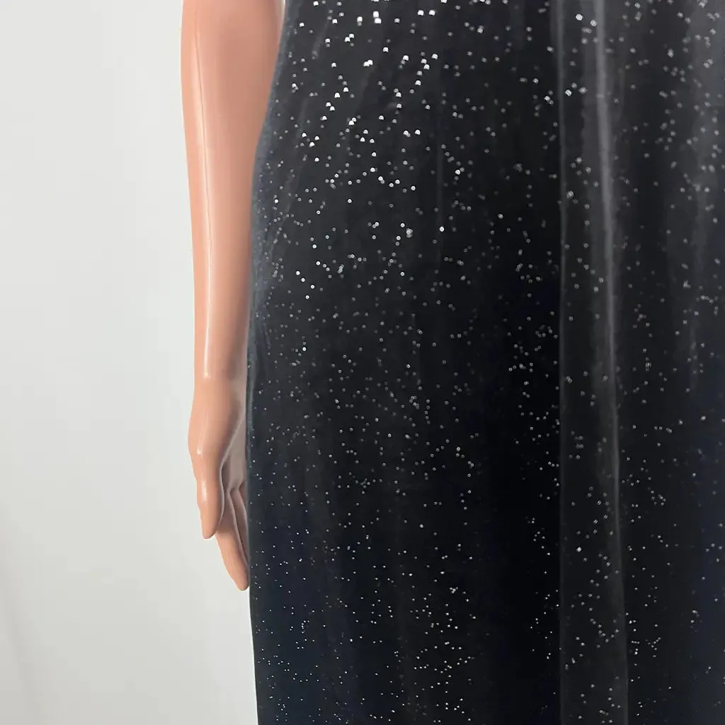 Black Sleeveless Velvet Midi Dress Medium