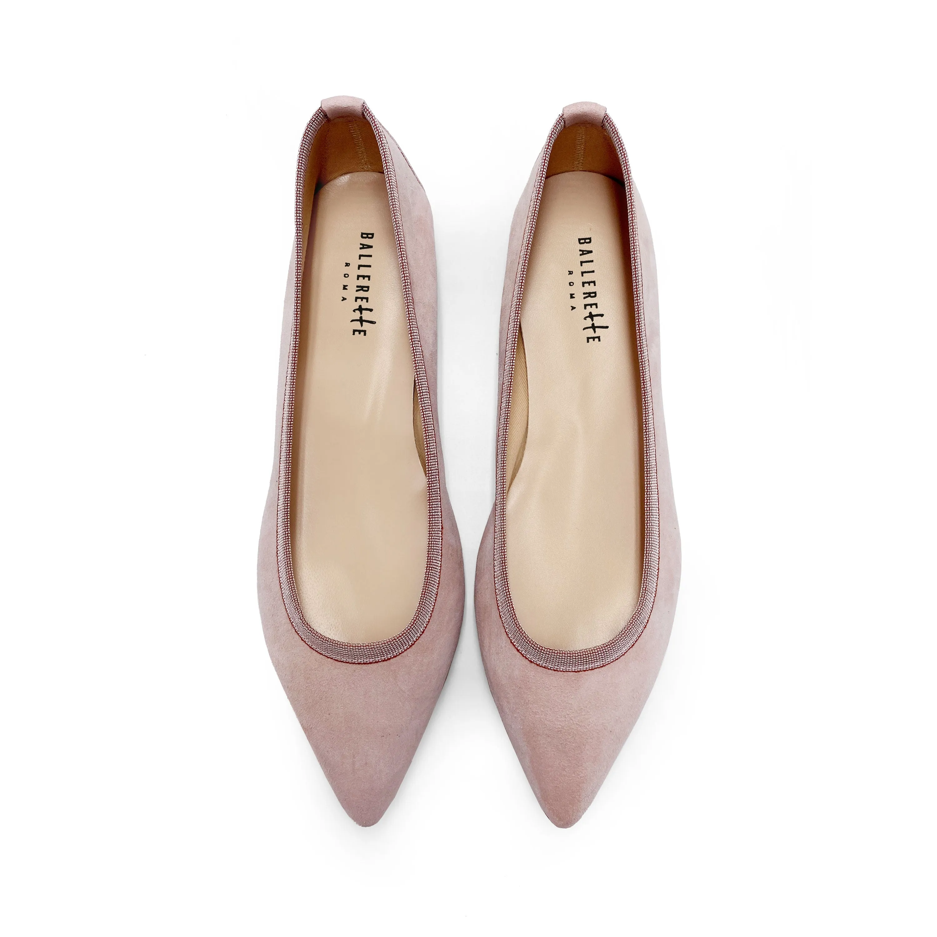 Blush Pink Suede Pointed Toe Ballet Flats