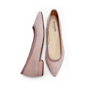 Blush Pink Suede Pointed Toe Ballet Flats
