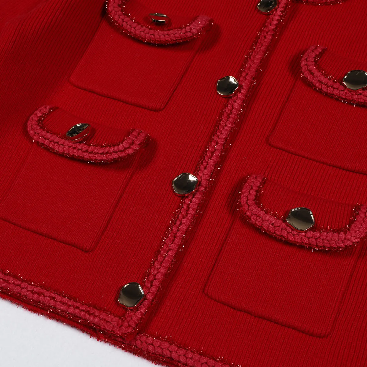 Bonnie Ribbed Buttoned Knit Jacket & Skirt Set