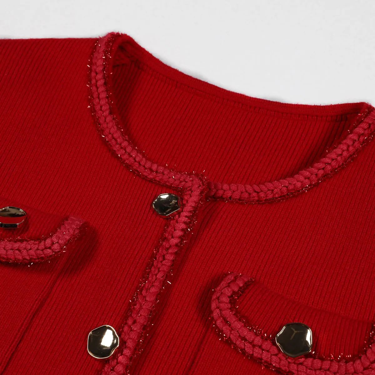 Bonnie Ribbed Buttoned Knit Jacket & Skirt Set