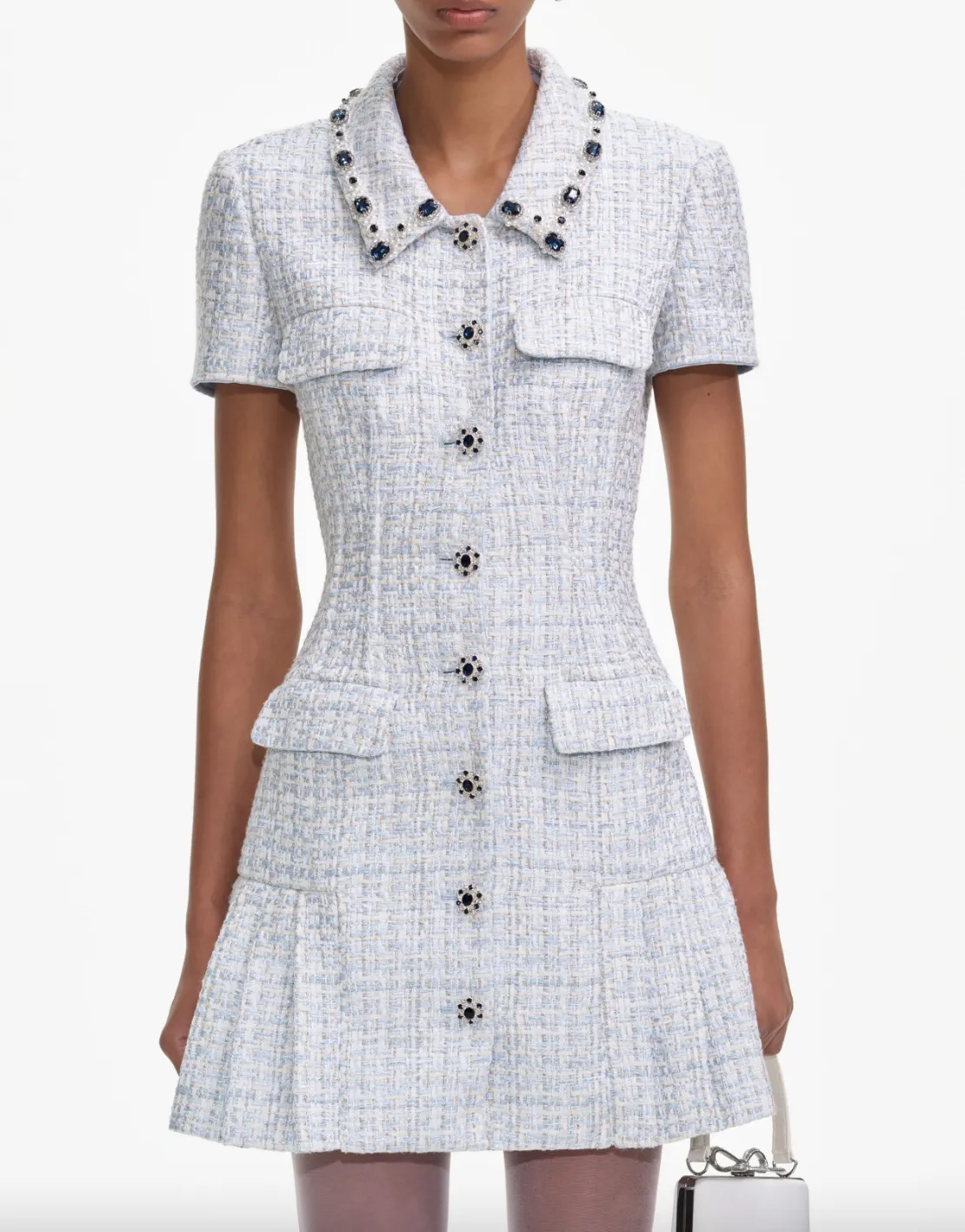 Boucle Mini Dress - Blue