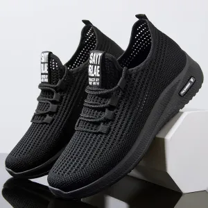 Breathable and Cushioned Slip-On Sneakers with Label Detailing