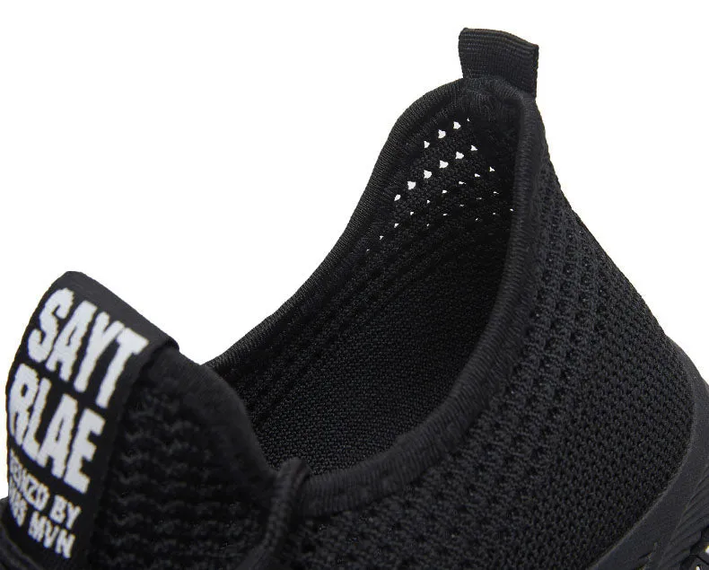 Breathable and Cushioned Slip-On Sneakers with Label Detailing