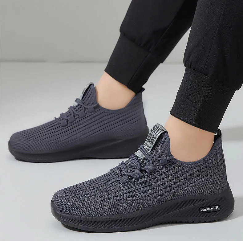 Breathable and Cushioned Slip-On Sneakers with Label Detailing
