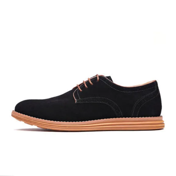 Breathable Men Oxford Shoes Casual Suede Leather Shoes Men Flats Green Gray Brown