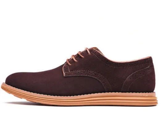 Breathable Men Oxford Shoes Casual Suede Leather Shoes Men Flats Green Gray Brown