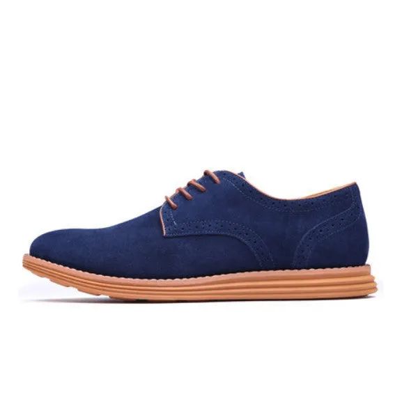 Breathable Men Oxford Shoes Casual Suede Leather Shoes Men Flats Green Gray Brown