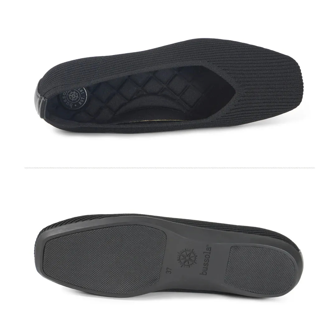 BUSSOLA VENUS BLACK KNIT BALLET FLAT