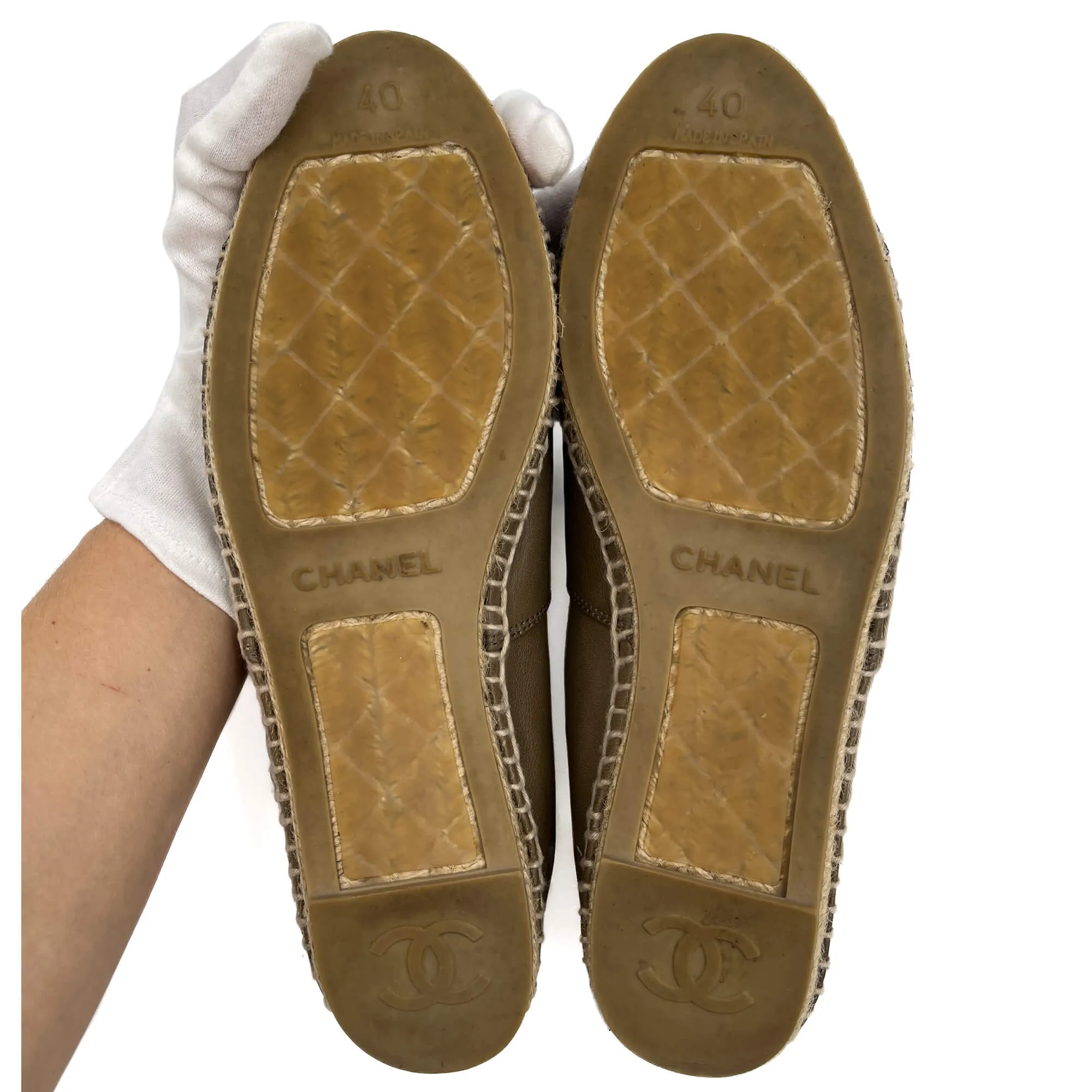 Cap-Toe Flap Leather Flat Shoes 40 Beige