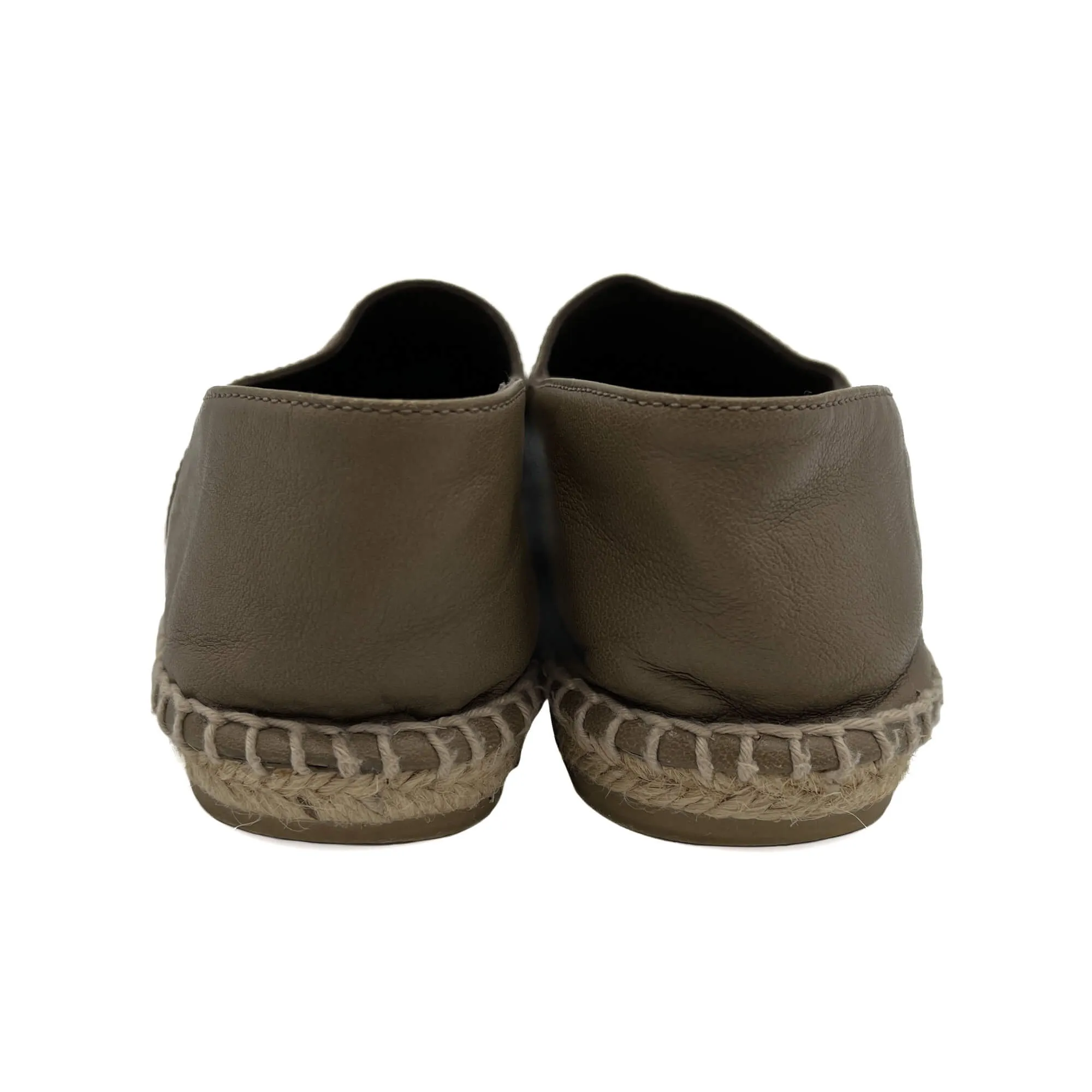 Cap-Toe Flap Leather Flat Shoes 40 Beige