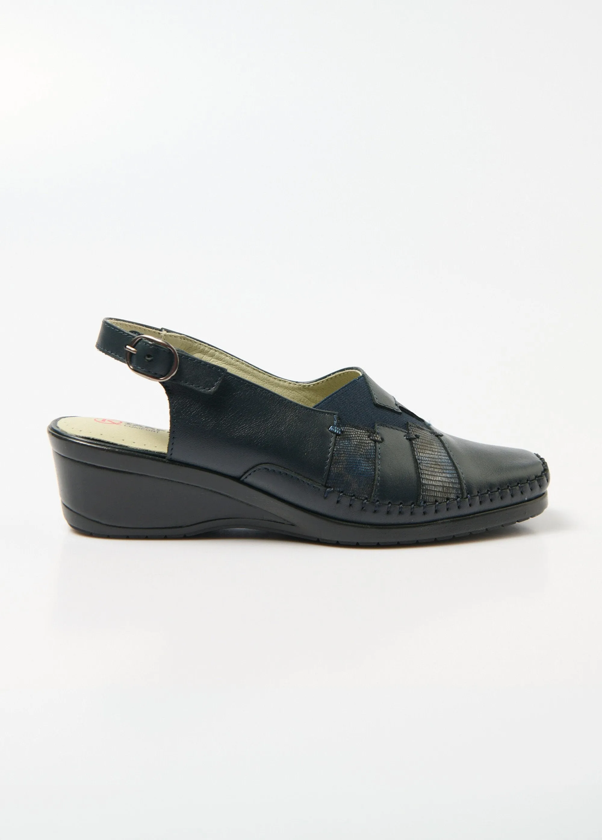 Comfort wide leather wedge sandals