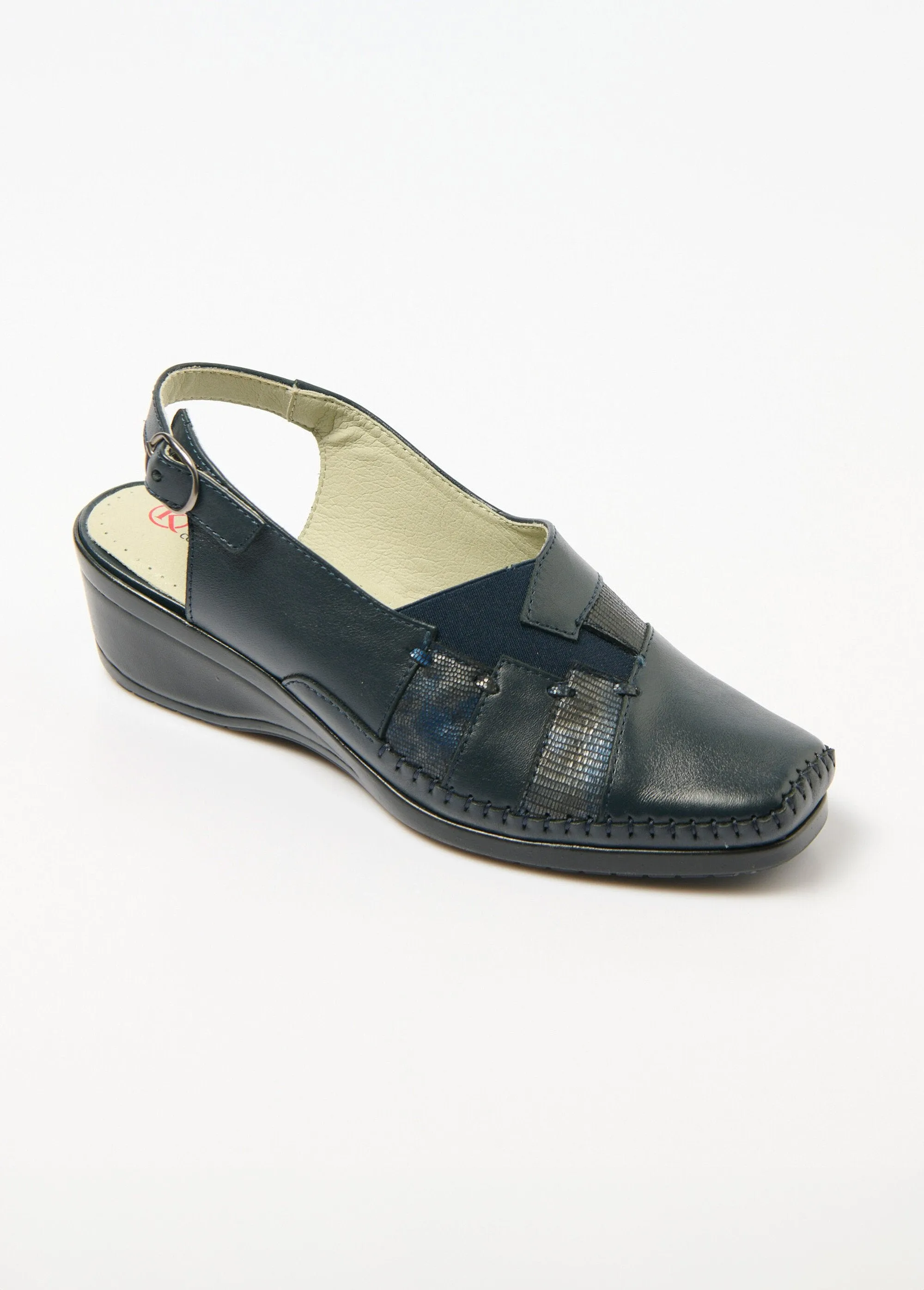 Comfort wide leather wedge sandals