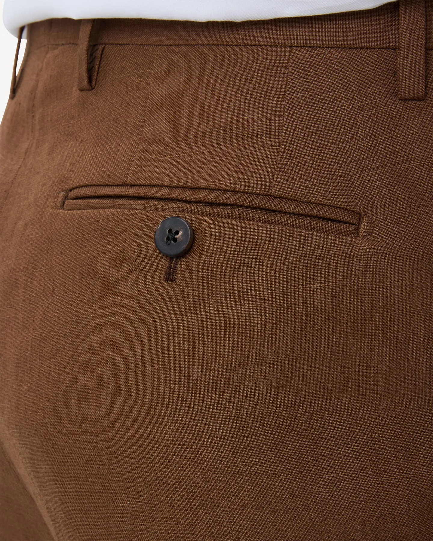 Dark Tan Double Pleat Linen Trousers
