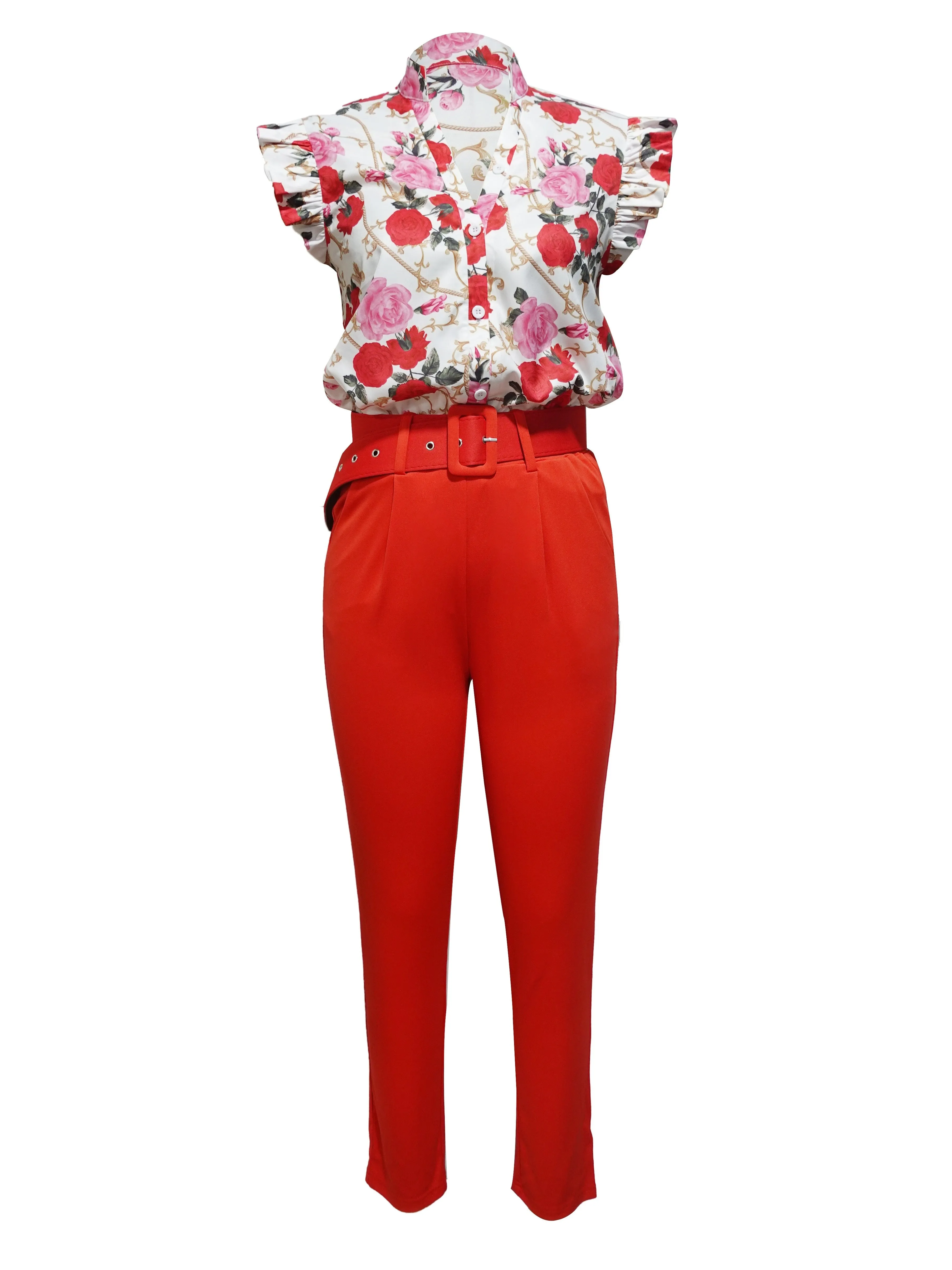 Florabel™ - Chic Ruffle-Sleeve Ensemble