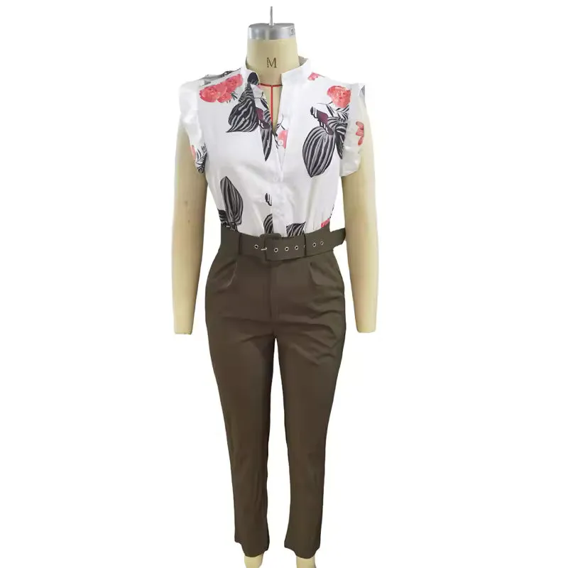 Florabel™ - Chic Ruffle-Sleeve Ensemble