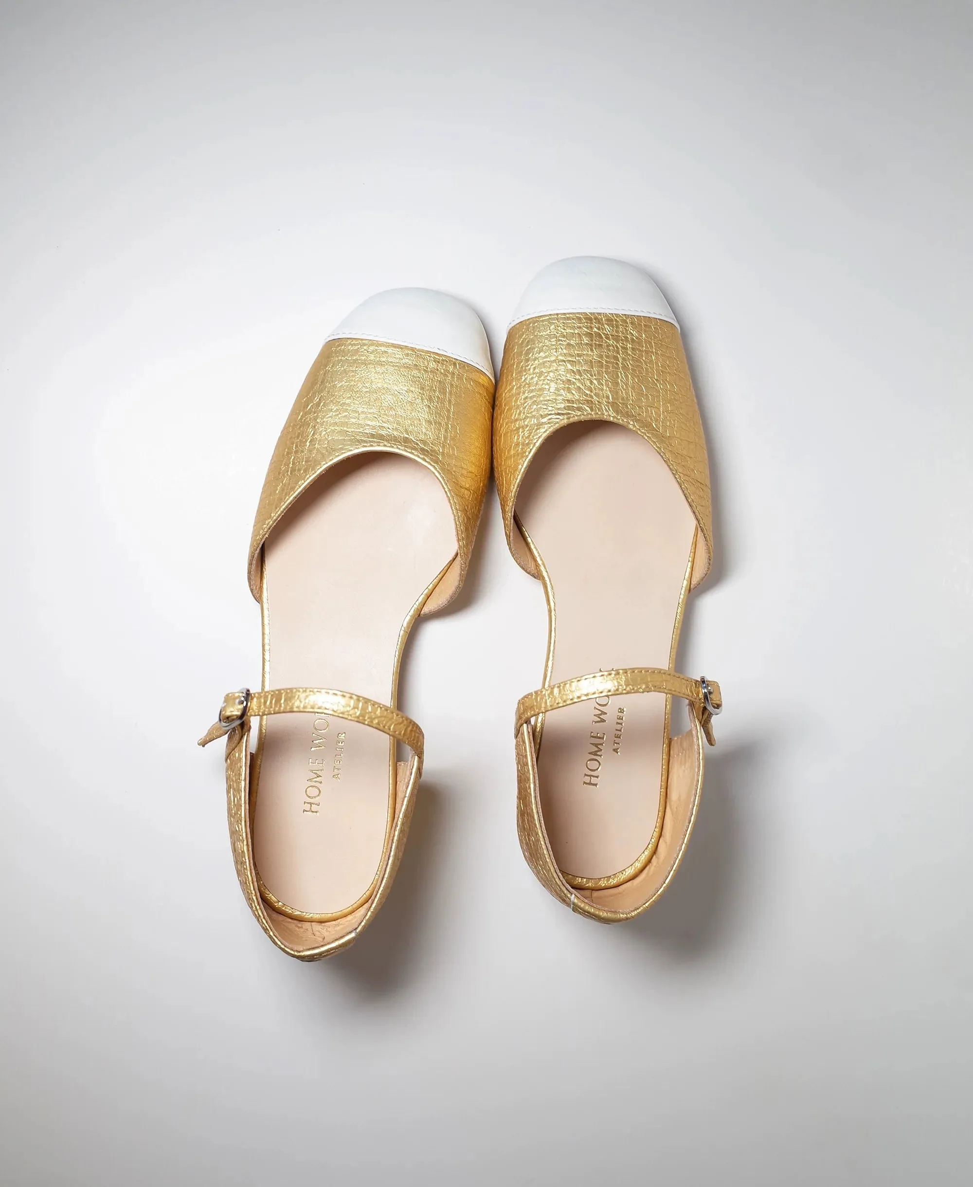 Gold Double Strap Mary Jane Shoes
