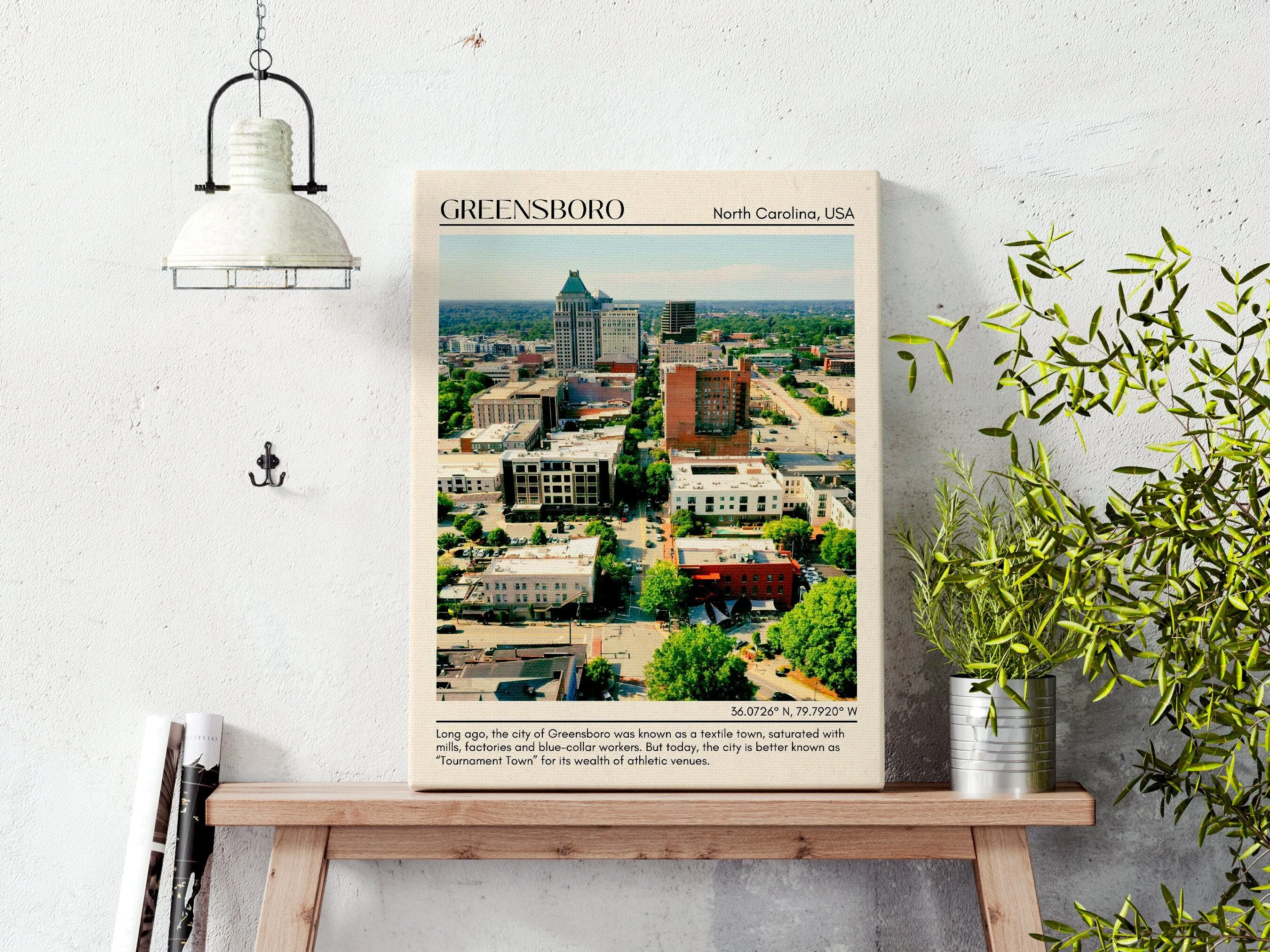 Greensboro Minimal Wall Art, North Carolina, USA