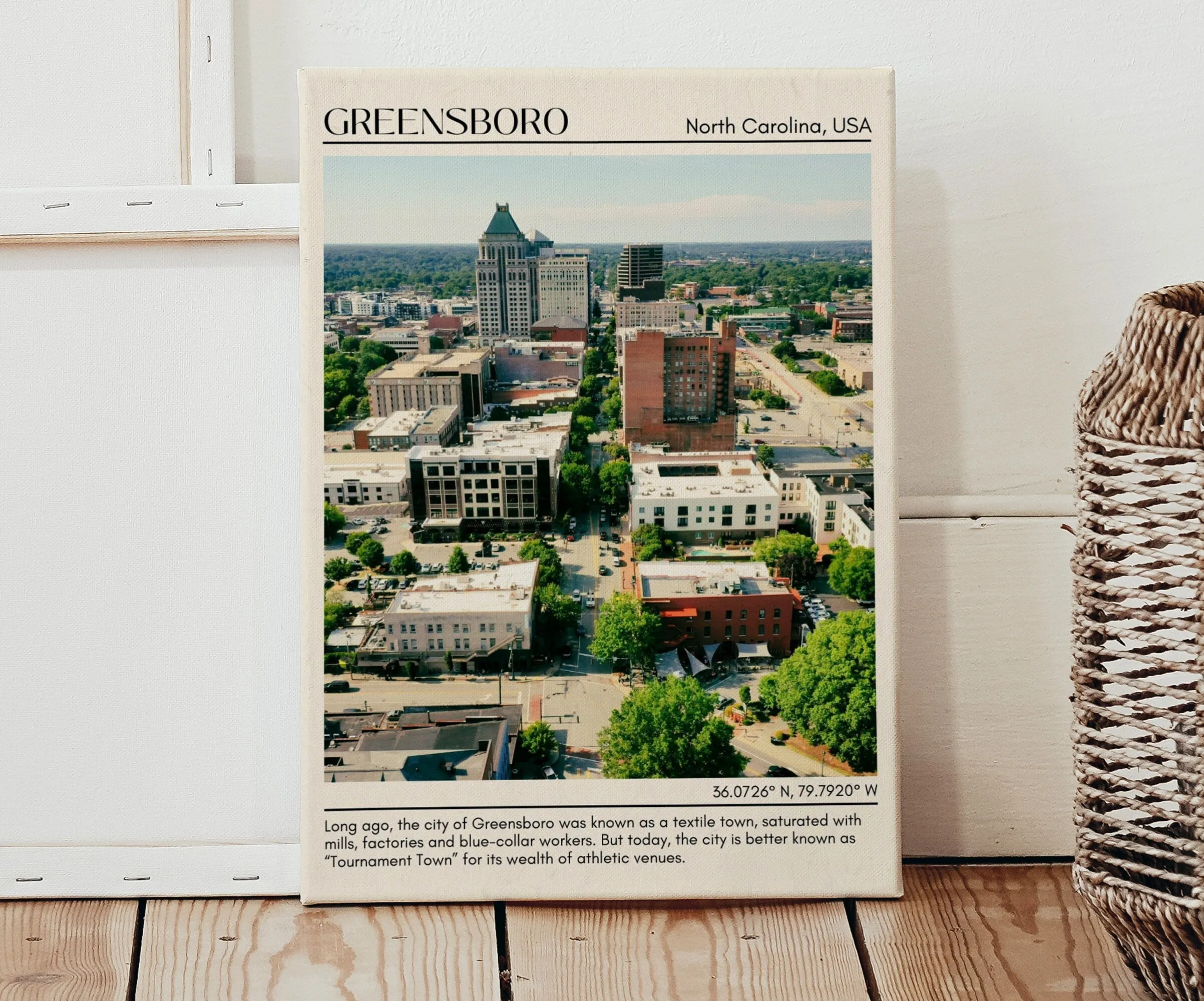 Greensboro Minimal Wall Art, North Carolina, USA