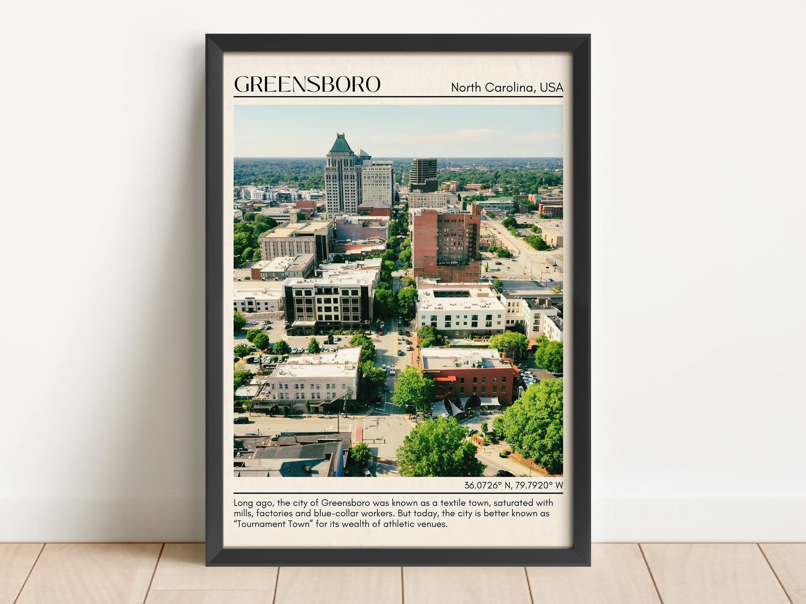 Greensboro Minimal Wall Art, North Carolina, USA