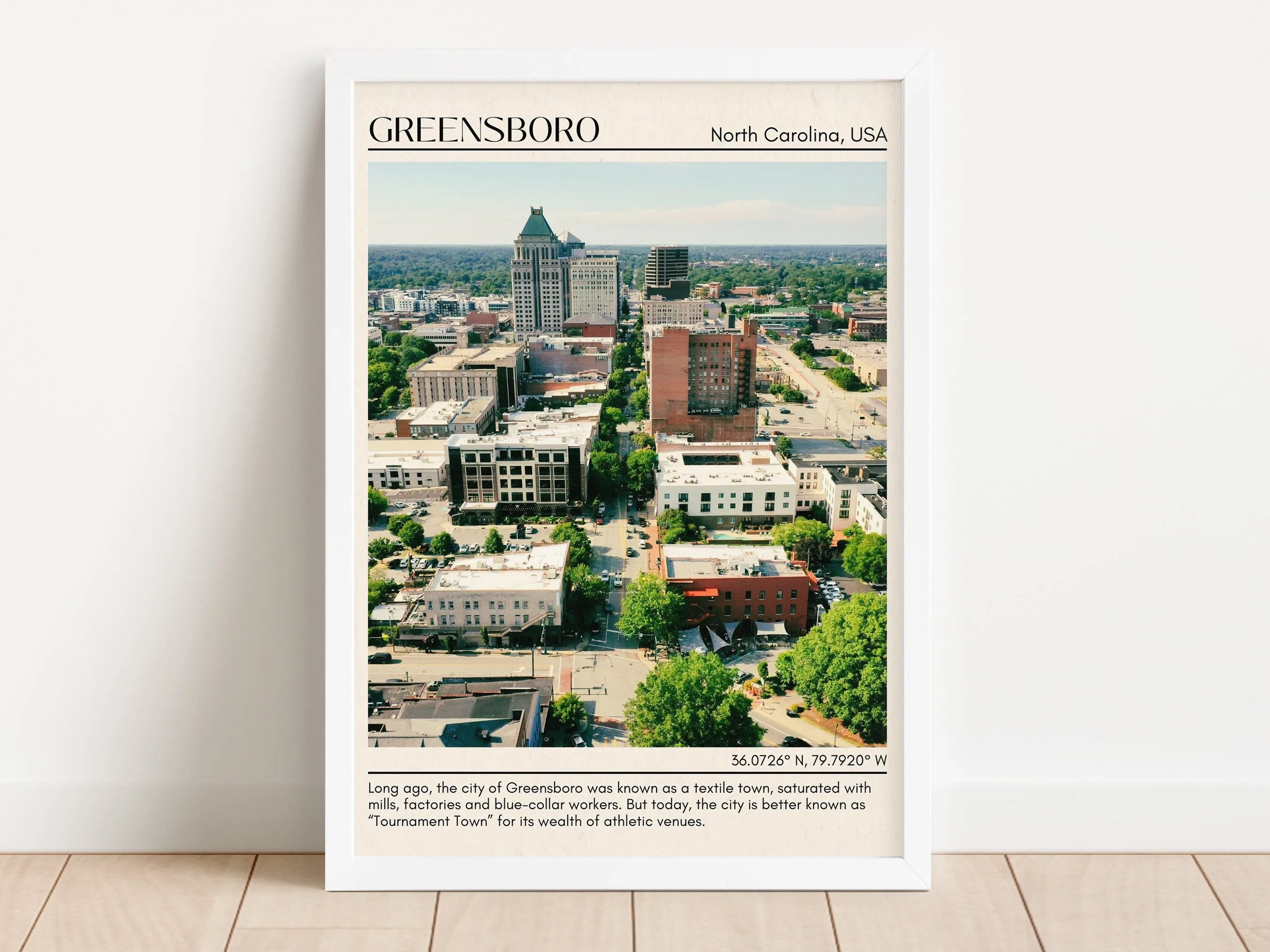 Greensboro Minimal Wall Art, North Carolina, USA