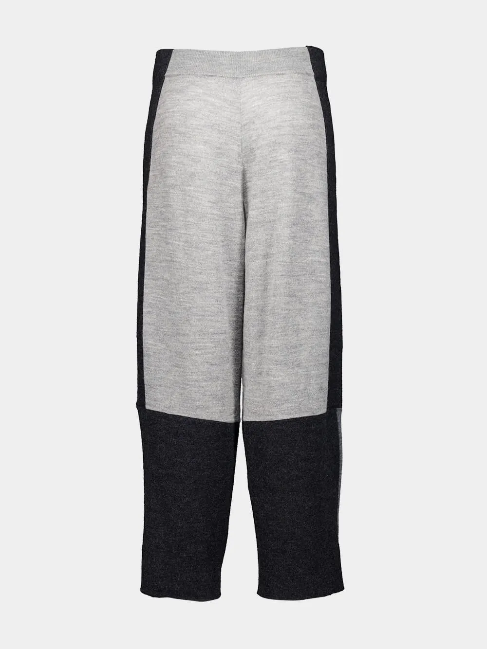 Grey Colour-Blocked Knit Trousers