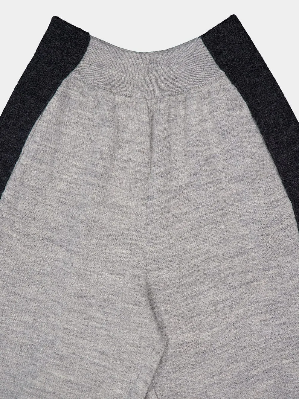 Grey Colour-Blocked Knit Trousers