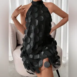 Halter Neck Dress, Elegant Sleeveless Trapeze Dress