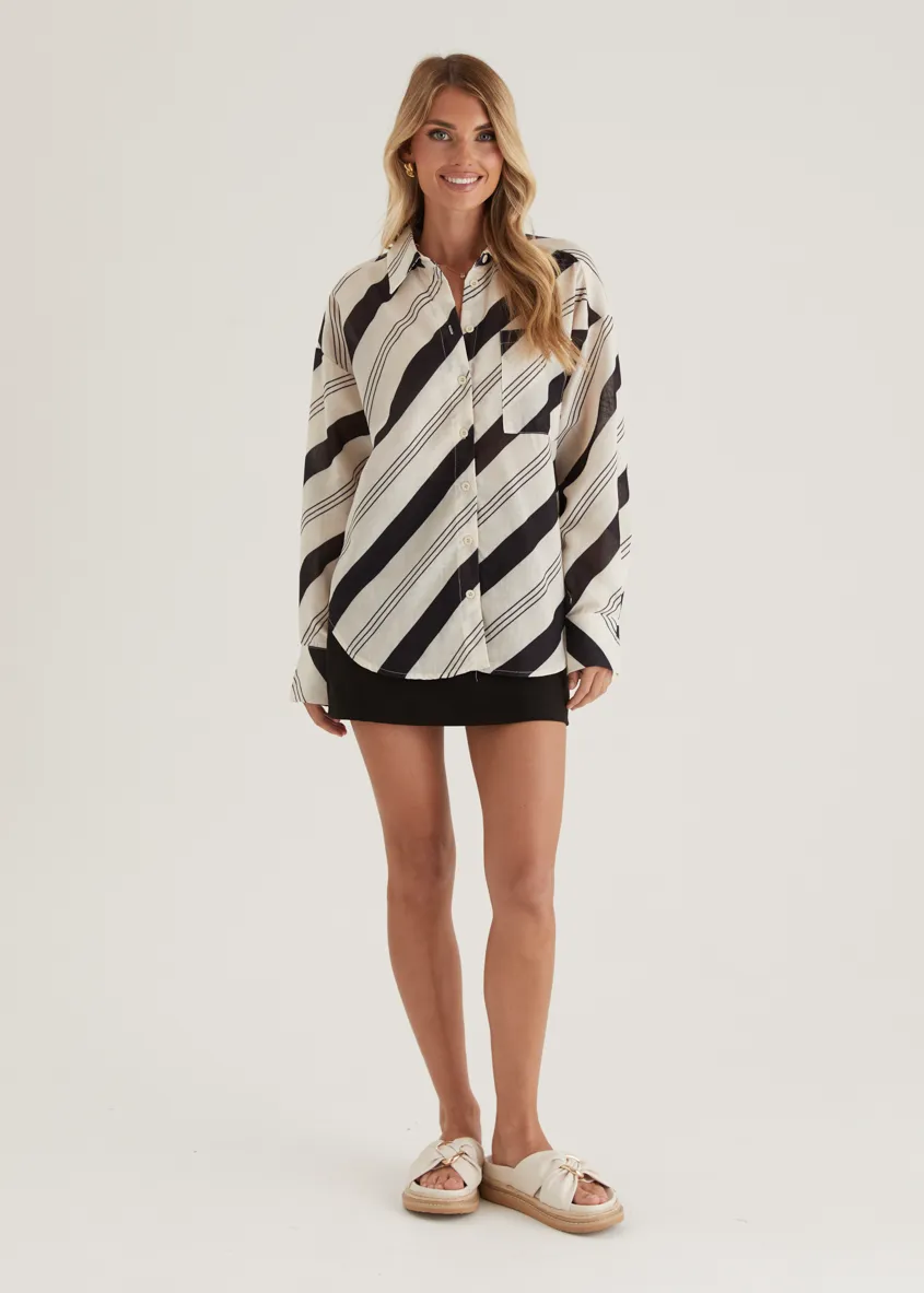 Jessa Shirt - Black Stripe