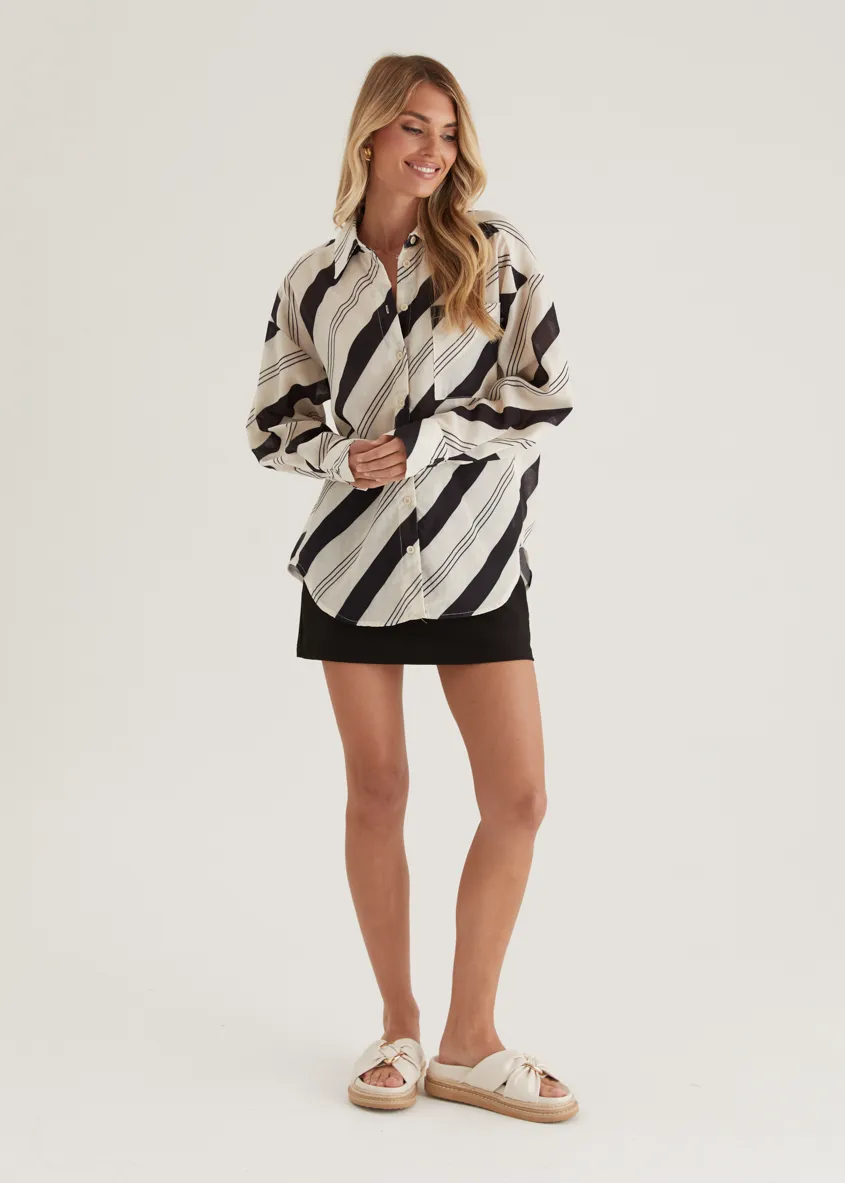 Jessa Shirt - Black Stripe