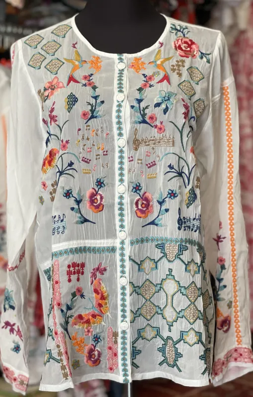 Johnny Was - Catina Blouse - Primavera - White