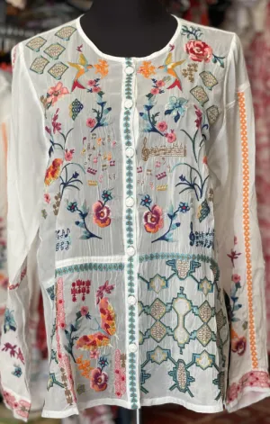 Johnny Was - Catina Blouse - Primavera - White
