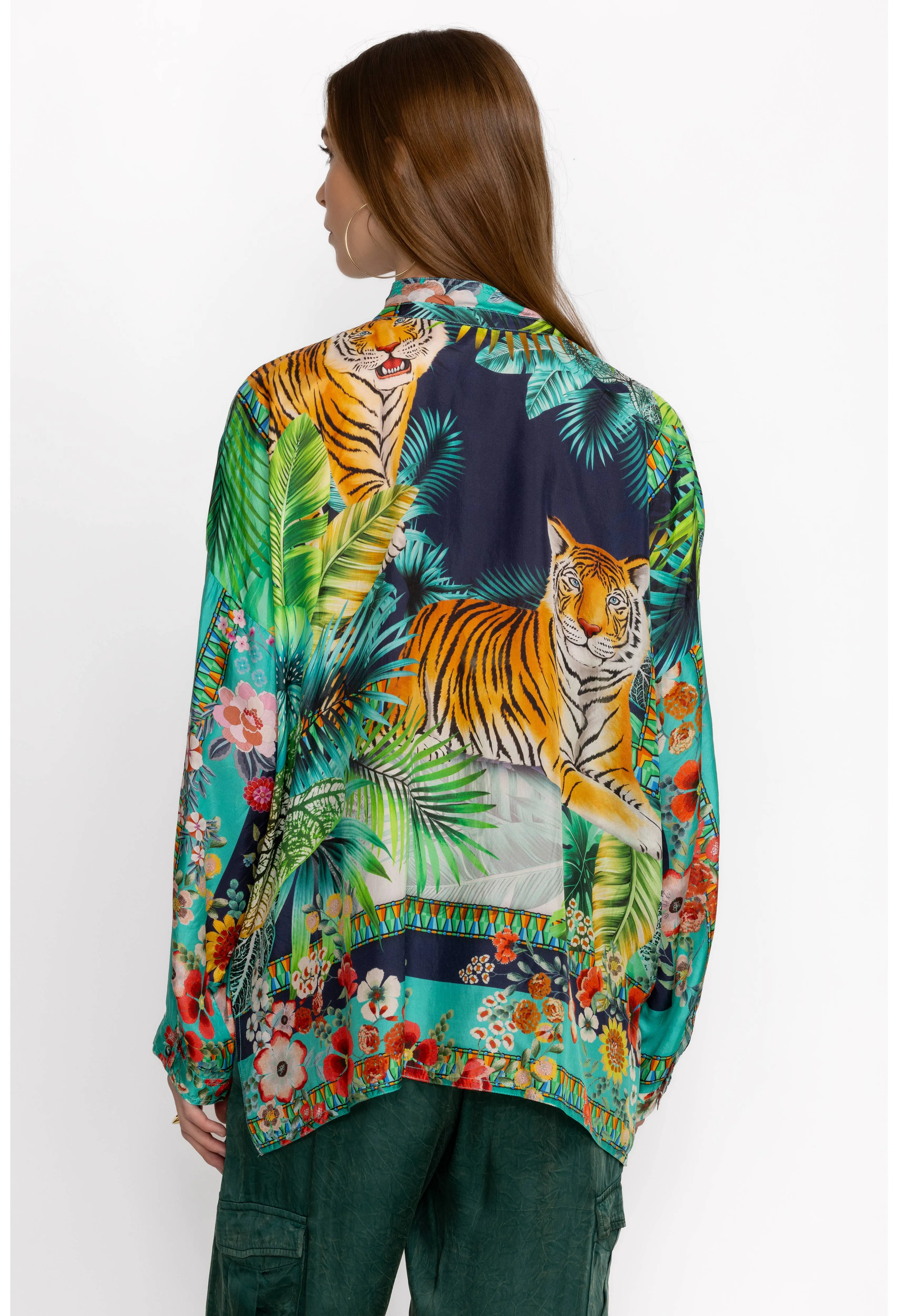 Johnny Was Tigres Et Fleurs Seline Button Down