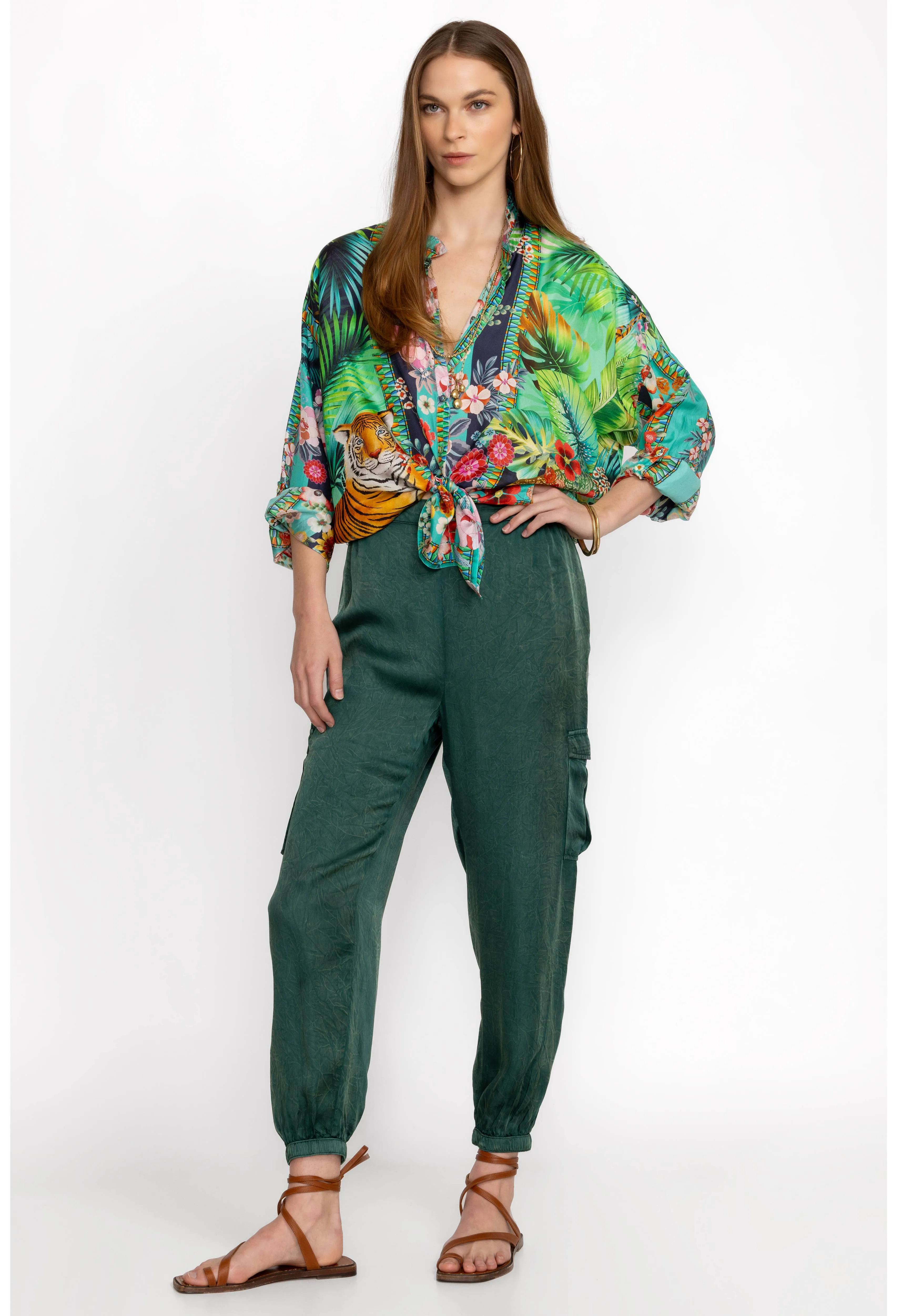 Johnny Was Tigres Et Fleurs Seline Button Down