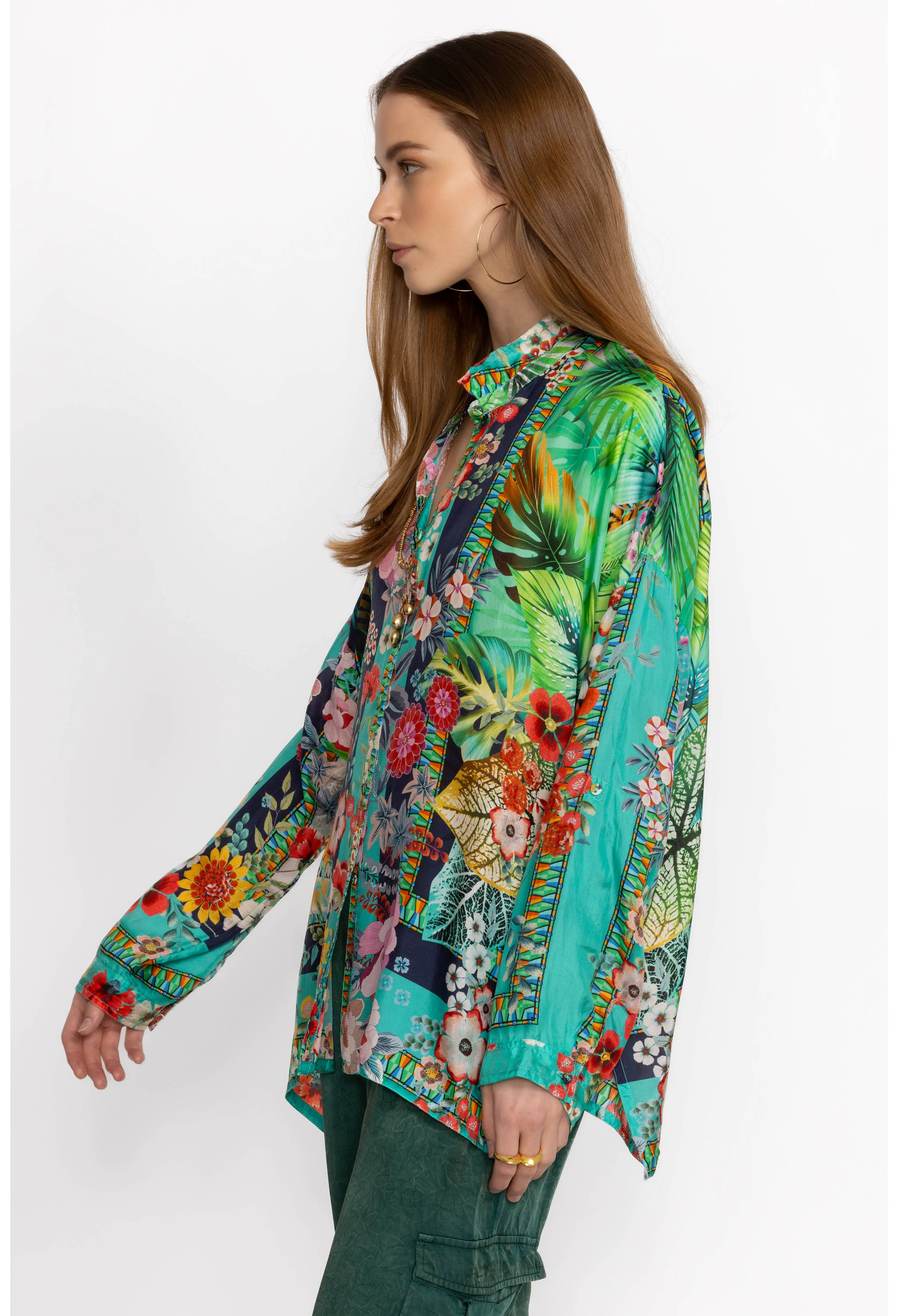 Johnny Was Tigres Et Fleurs Seline Button Down