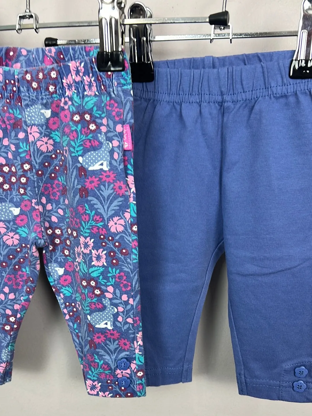 Jojo Maman Bebe indigo/floral leggings 0-3m