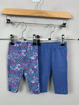 Jojo Maman Bebe indigo/floral leggings 0-3m