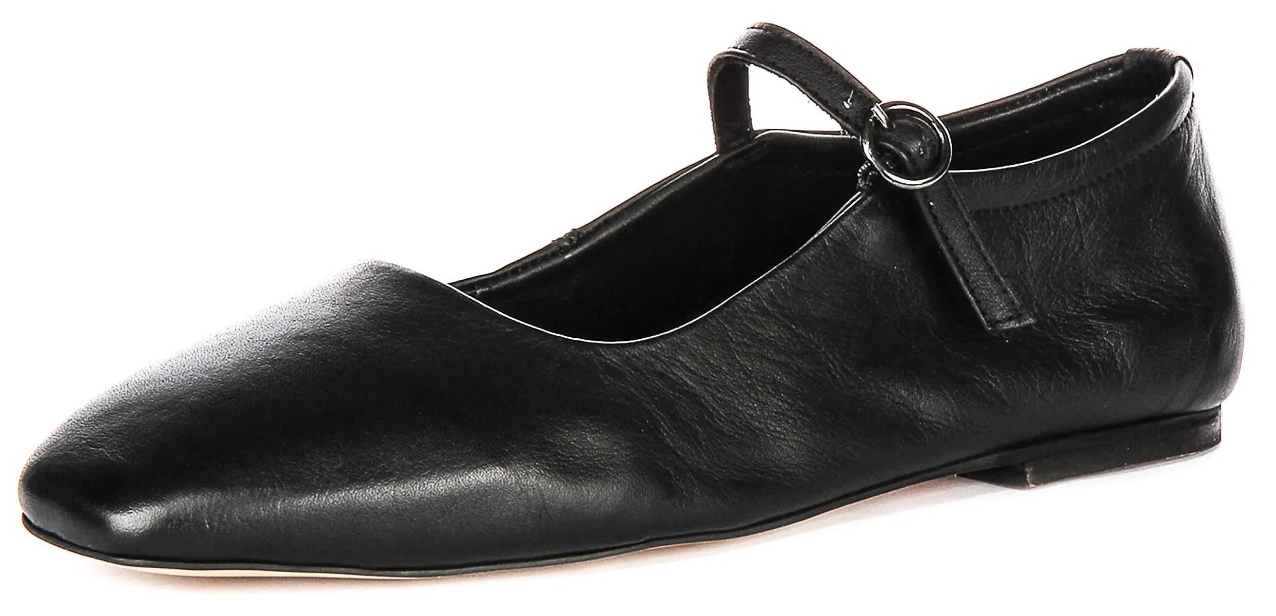 Justinreess England Kiera Square Toe Mary Jane In Black Leather