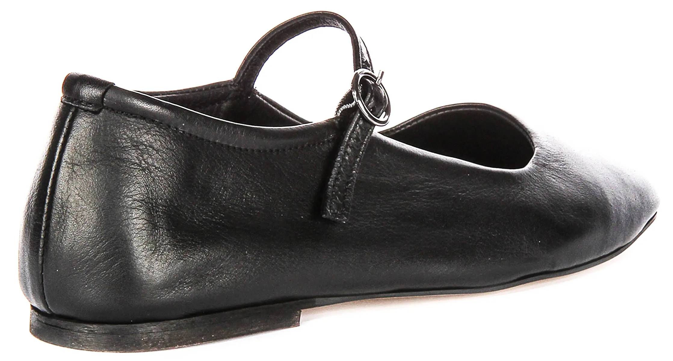Justinreess England Kiera Square Toe Mary Jane In Black Leather