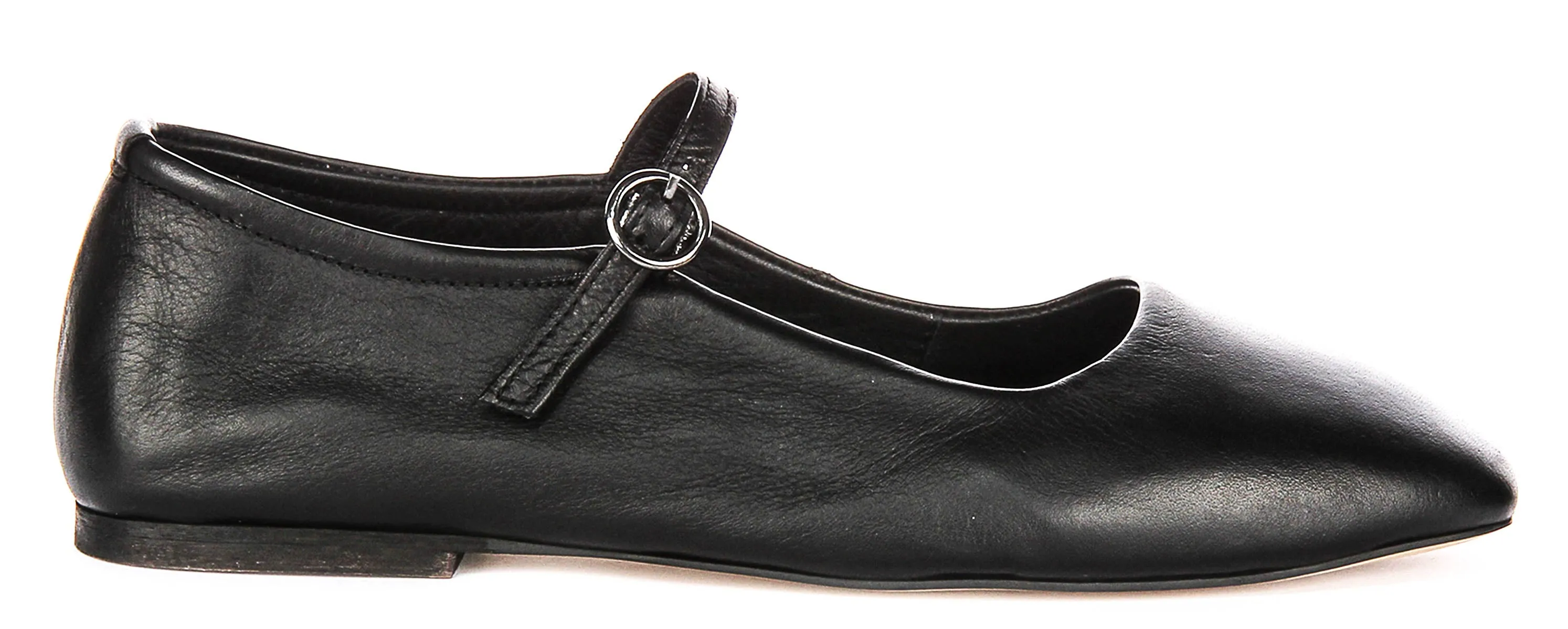 Justinreess England Kiera Square Toe Mary Jane In Black Leather