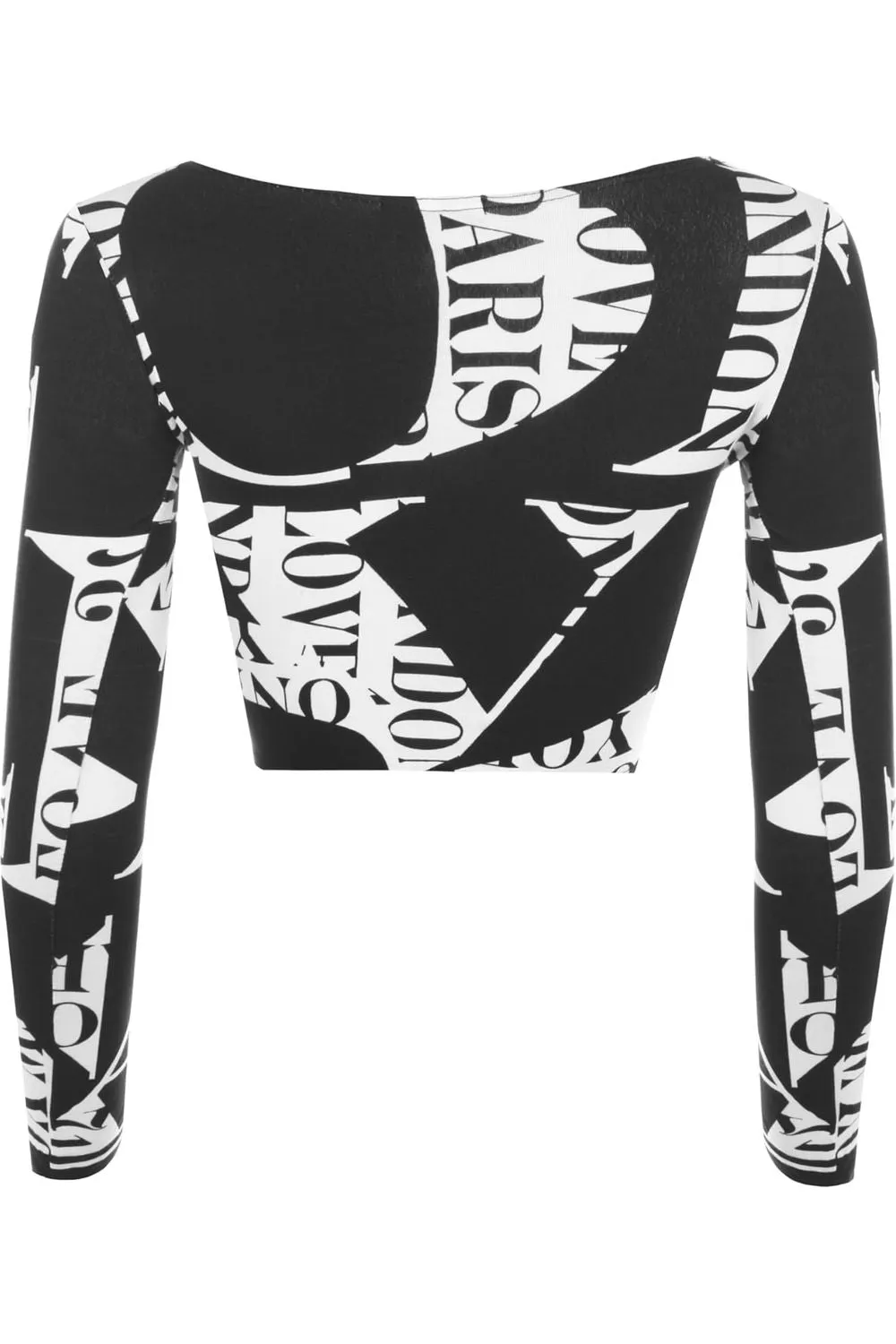 Long Sleeve Printed Crop Top