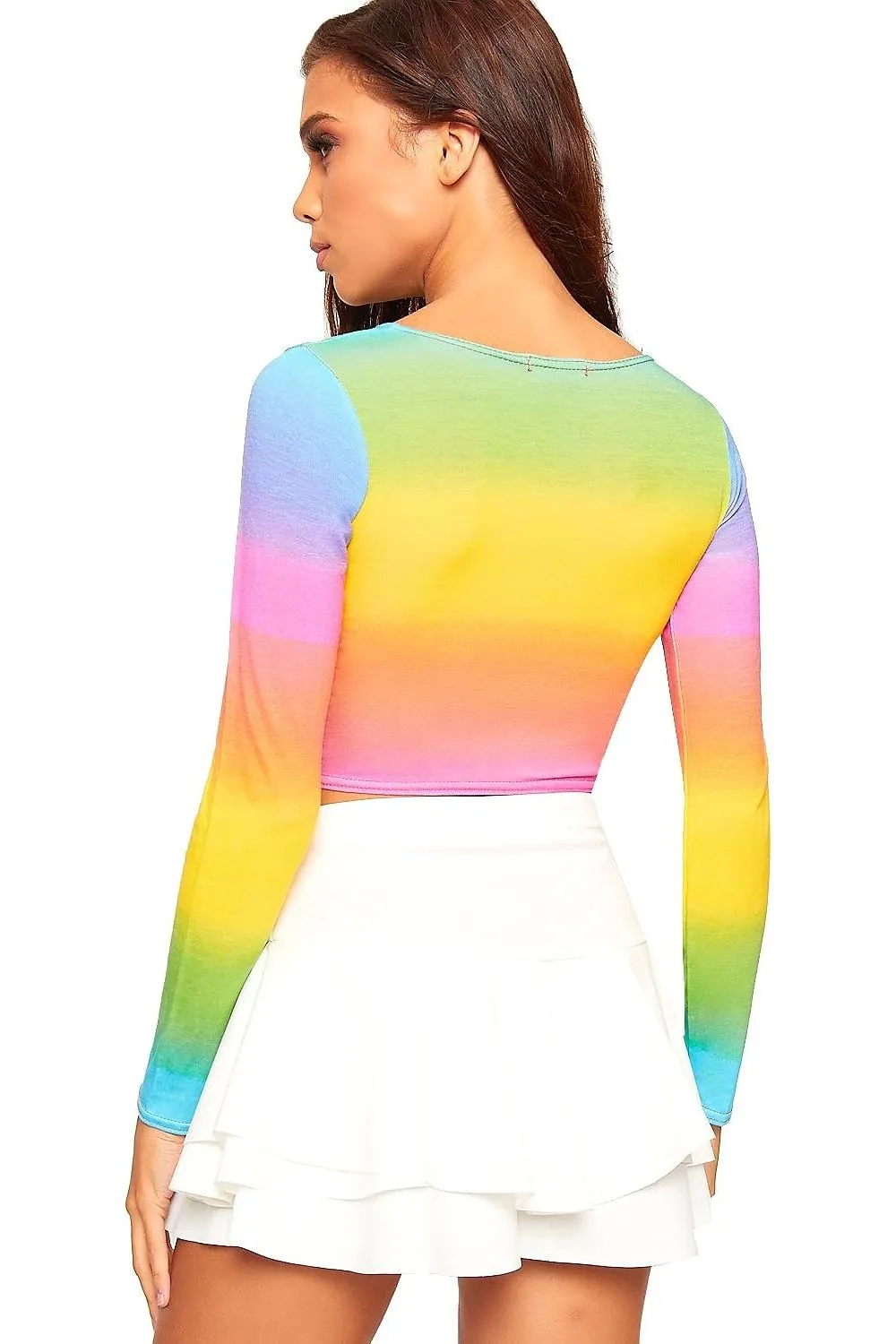 Long Sleeve Printed Crop Top